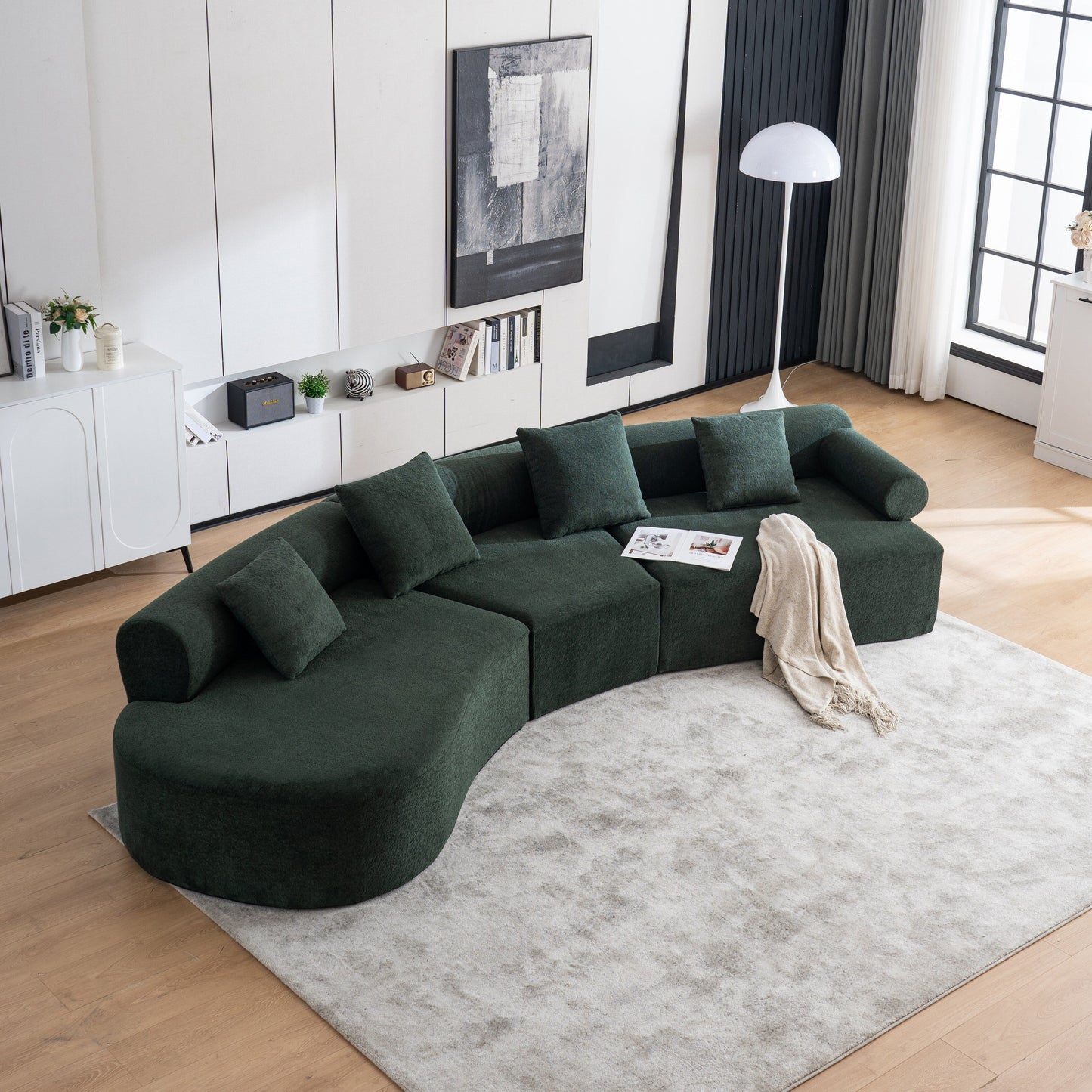 Modern Curved Memory Foam Deep Seat Couch Sofa