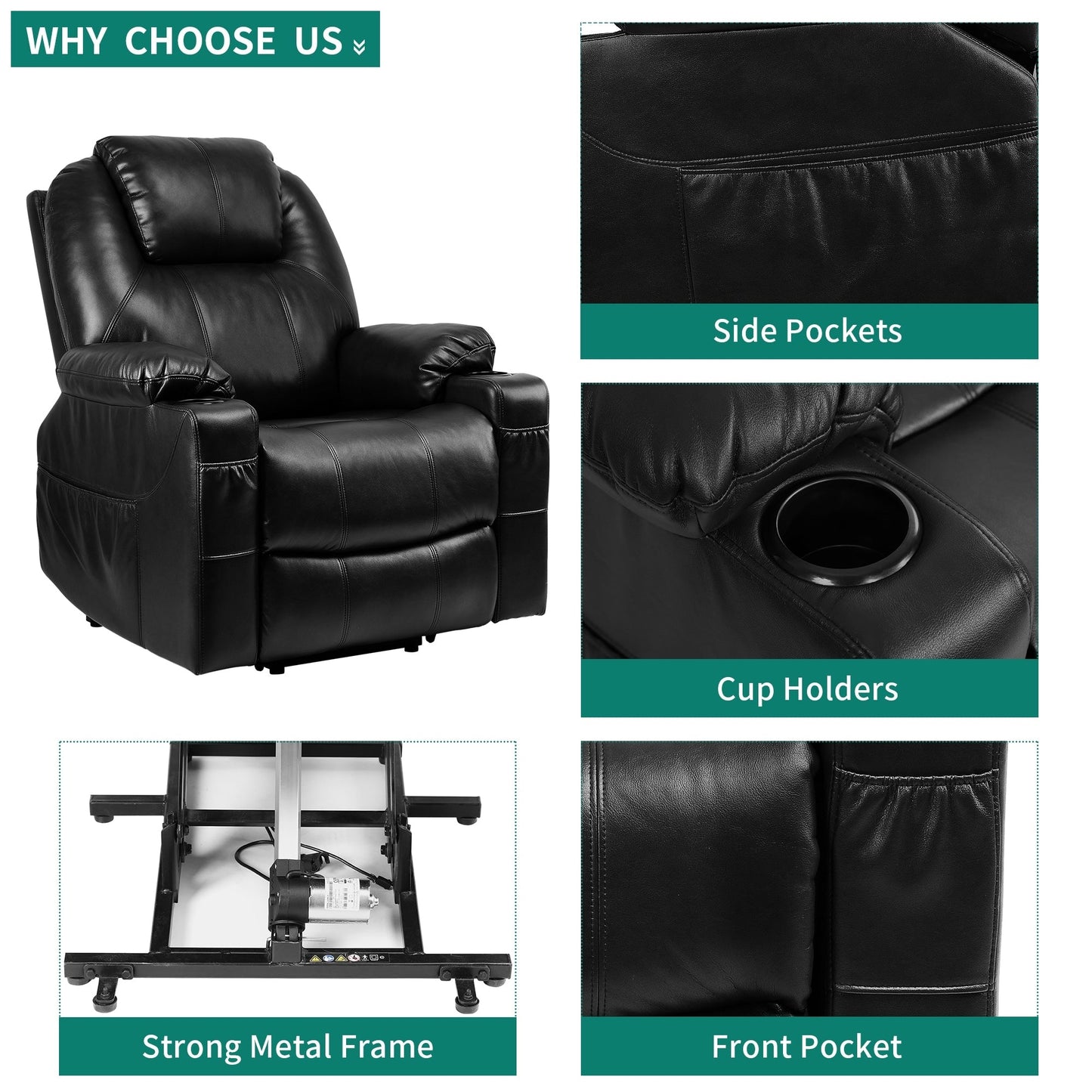 Modern Electric Lift Power Recliner Chair Heated Massage Sofa Lounge