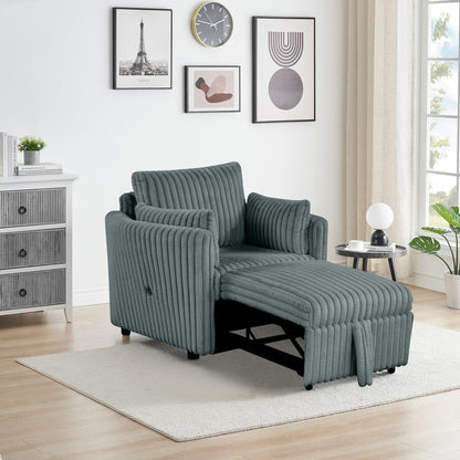 Modern Fabric Sleeper Single Sofa with USB and 2 pillows