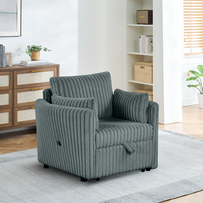 Modern Fabric Sleeper Single Sofa with USB and 2 pillows