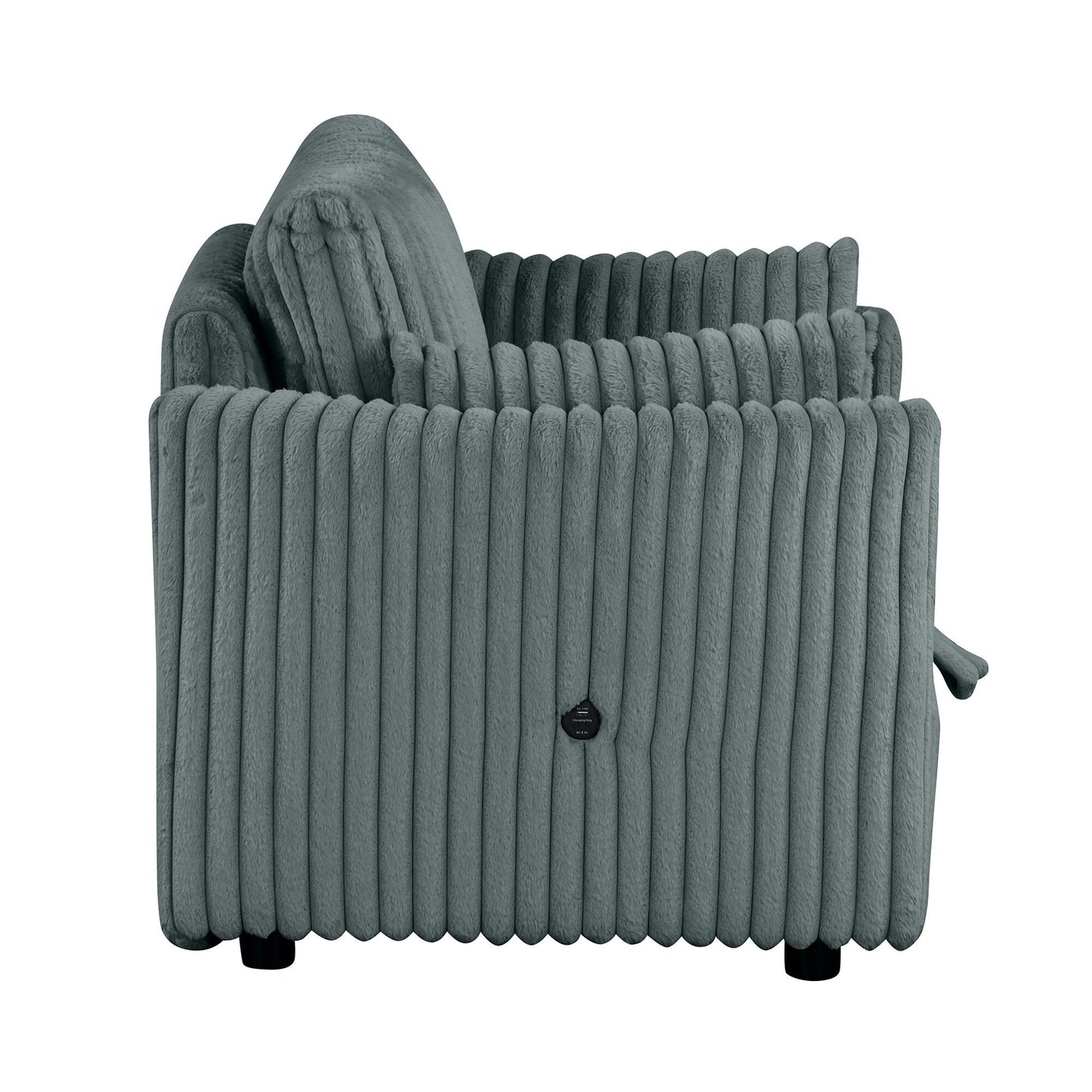 Modern Fabric Sleeper Single Sofa with USB and 2 pillows