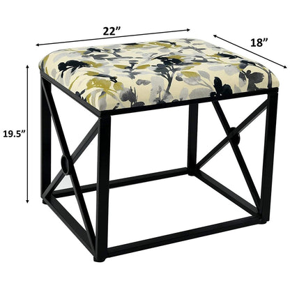 Modern Fabric Upholstered Ottoman with Foam Padding, 22 Wide