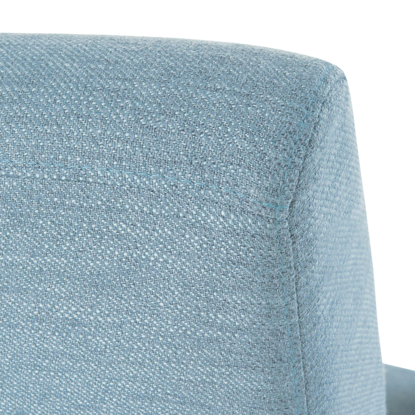 Modern Fabric Upholstered Push-Back Recliner with Footrest, Nailhead Accents, Birch Wood Legs