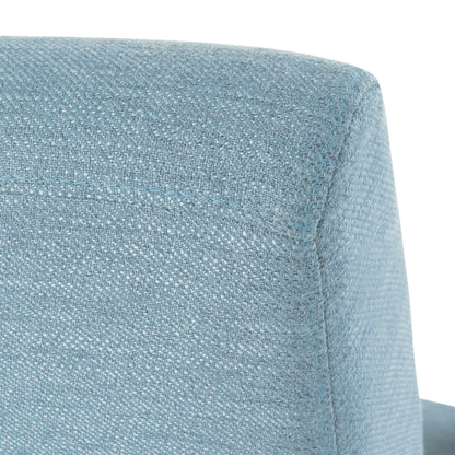 Modern Fabric Upholstered Push-Back Recliner with Footrest, Nailhead Accents, Birch Wood Legs