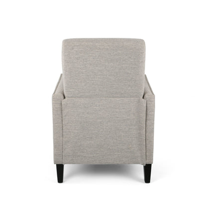 Modern Fabric Upholstered Push-Back Recliner with Footrest, Nailhead Accents, Birch Wood Legs