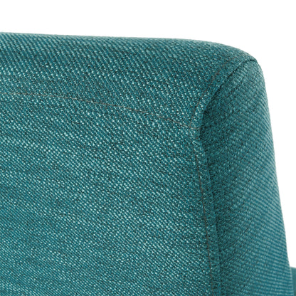 Modern Fabric Upholstered Push-Back Recliner with Footrest, Nailhead Accents, Birch Wood Legs