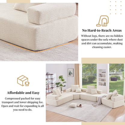 Modern Floor Couch Convertible Compressed Couch, Lounge Frame for Oversized Modular U Shaped Sectional Sofa