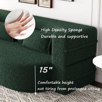 Modern Floor Sofa with 2 Pillows Foam-Filled Sleeper Sofa Bed