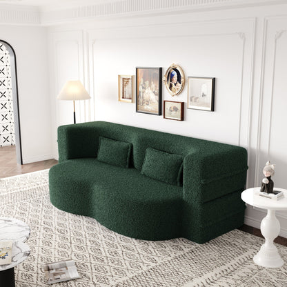 Modern Floor Sofa with 2 Pillows Foam-Filled Sleeper Sofa Bed