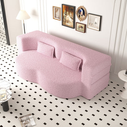 Modern Floor Sofa with 2 Pillows Foam-Filled Sleeper Sofa Bed