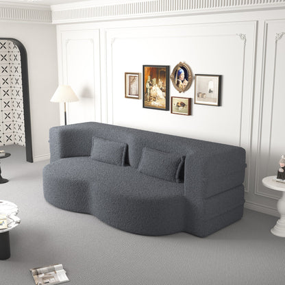 Modern Floor Sofa with 2 Pillows Foam-Filled Sleeper Sofa Bed