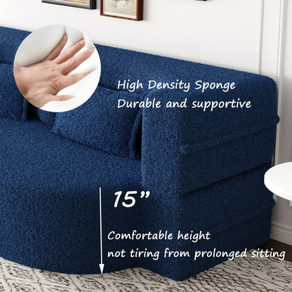 Modern Floor Sofa with 2 Pillows Foam-Filled Sleeper Sofa Bed
