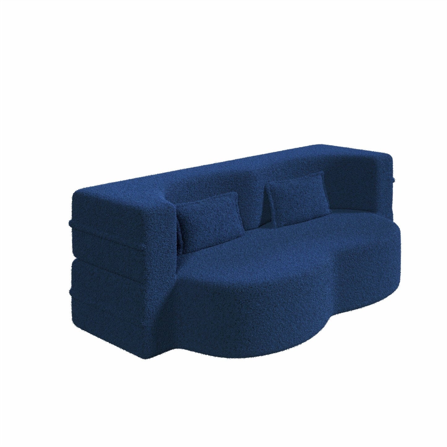 Modern Floor Sofa with 2 Pillows Foam-Filled Sleeper Sofa Bed