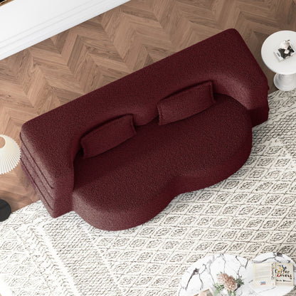 Modern Floor Sofa with 2 Pillows Foam-Filled Sleeper Sofa Bed
