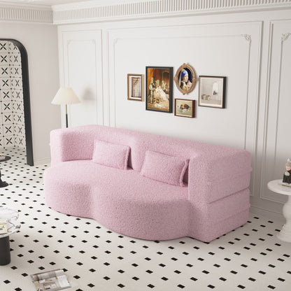Modern Floor Sofa with 2 Pillows Foam-Filled Sleeper Sofa Bed