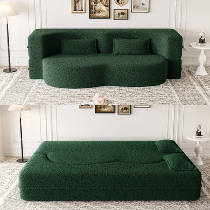 Modern Floor Sofa with 2 Pillows Foam-Filled Sleeper Sofa Bed