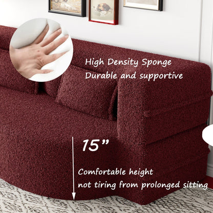 Modern Floor Sofa with 2 Pillows Foam-Filled Sleeper Sofa Bed