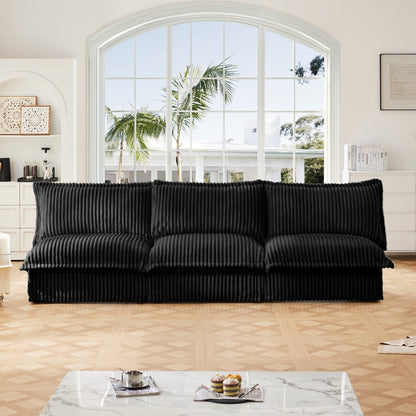 Modern Free Combination Corduroy Modular Armless 3-Seater Sofa Couch