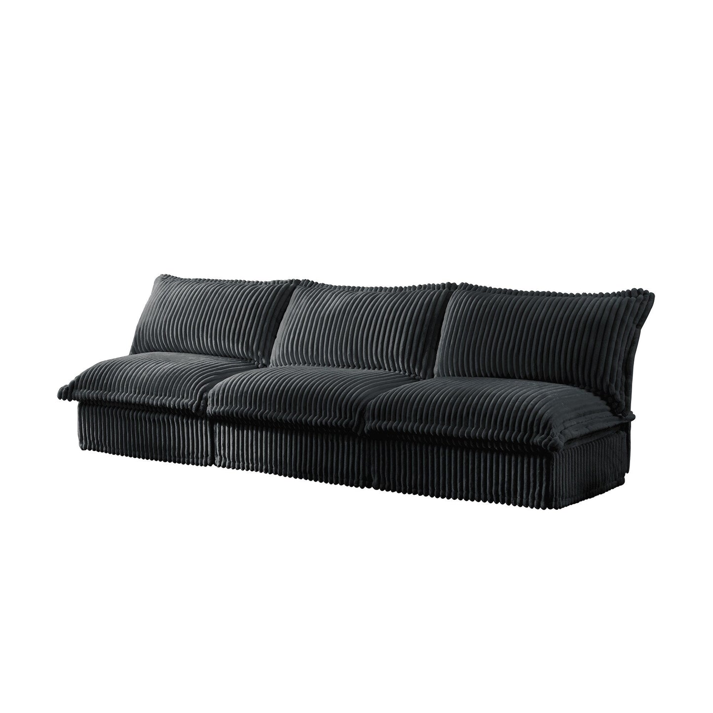 Modern Free Combination Corduroy Modular Armless 3-Seater Sofa Couch