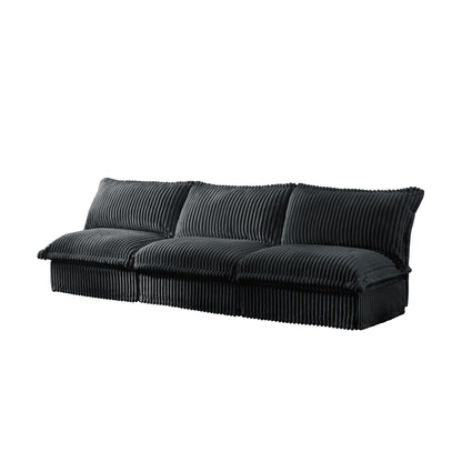 Modern Free Combination Corduroy Modular Armless 3-Seater Sofa Couch