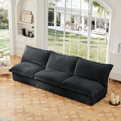 Modern Free Combination Corduroy Modular Armless 3-Seater Sofa Couch