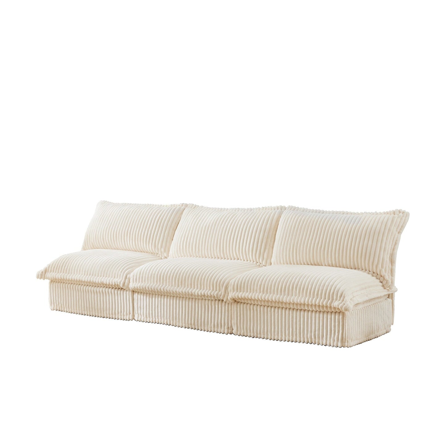 Modern Free Combination Corduroy Modular Armless 3-Seater Sofa Couch