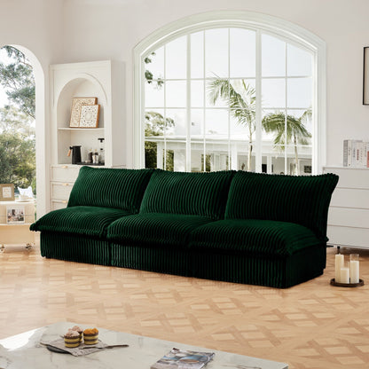 Modern Free Combination Corduroy Modular Armless 3-Seater Sofa Couch