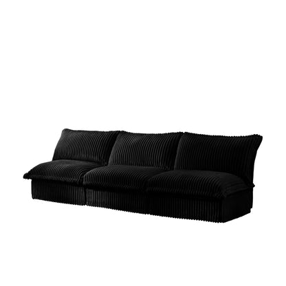 Modern Free Combination Corduroy Modular Armless 3-Seater Sofa Couch