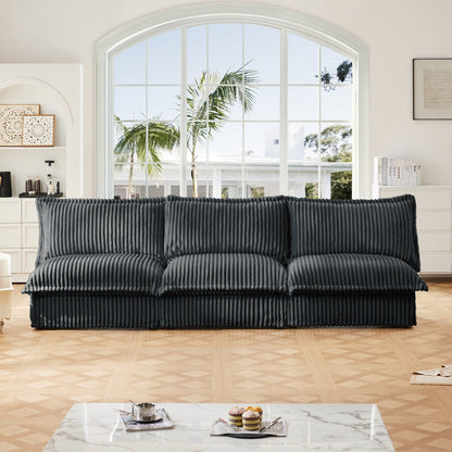 Modern Free Combination Corduroy Modular Armless 3-Seater Sofa Couch