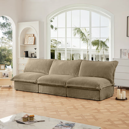 Modern Free Combination Corduroy Modular Armless 3-Seater Sofa Couch