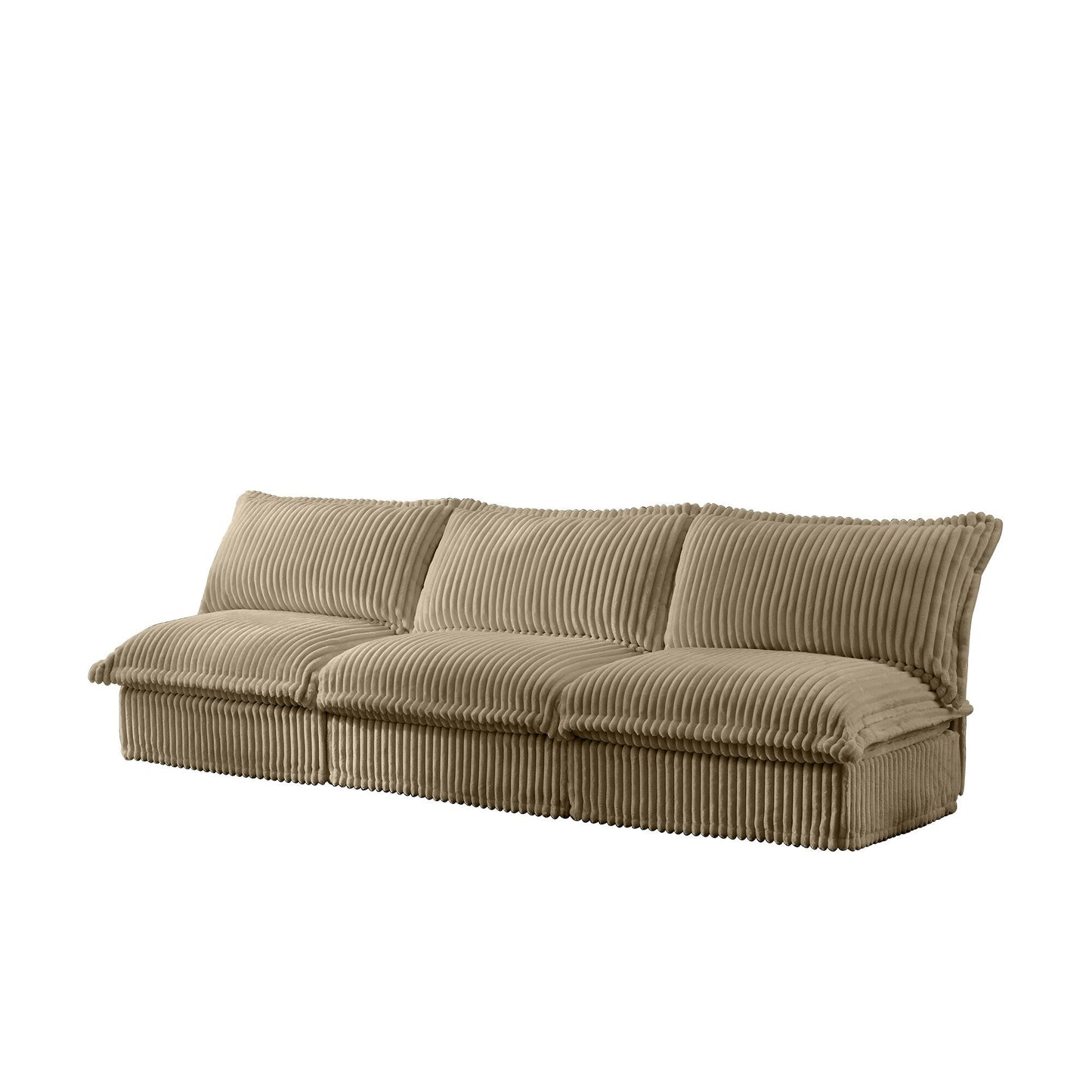 Modern Free Combination Corduroy Modular Armless 3-Seater Sofa Couch