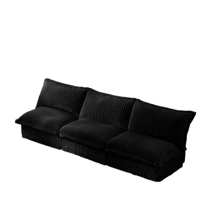 Modern Free Combination Corduroy Modular Armless 3-Seater Sofa Couch