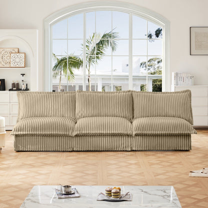 Modern Free Combination Corduroy Modular Armless 3-Seater Sofa Couch