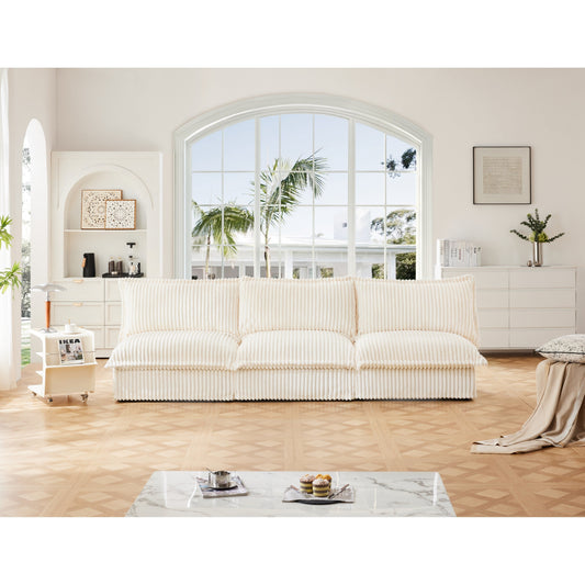 Modern Free Combination Corduroy Modular Armless 3-Seater Sofa Couch