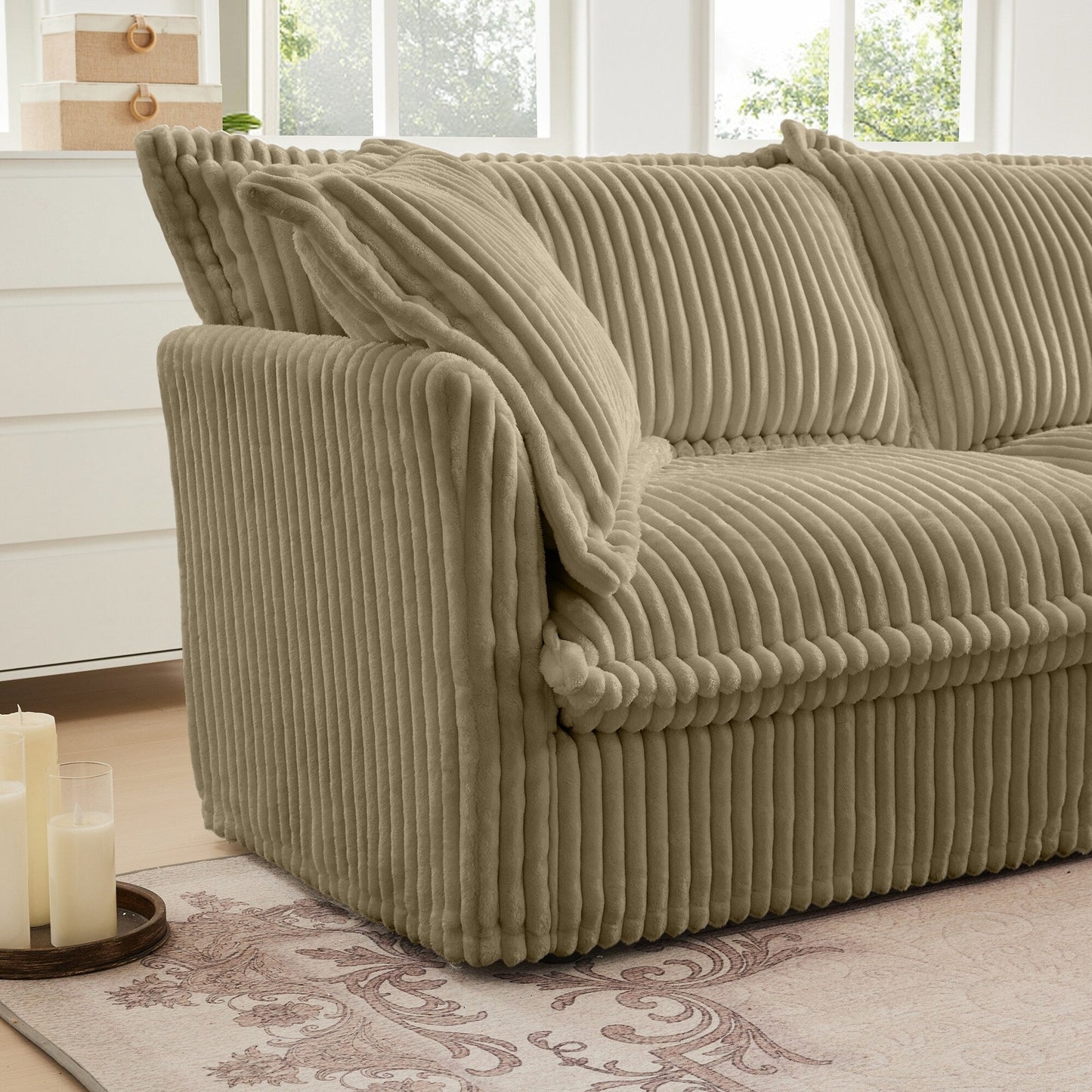 Modern Free Combination Corduroy Modular Armless 3-Seater Sofa Couch
