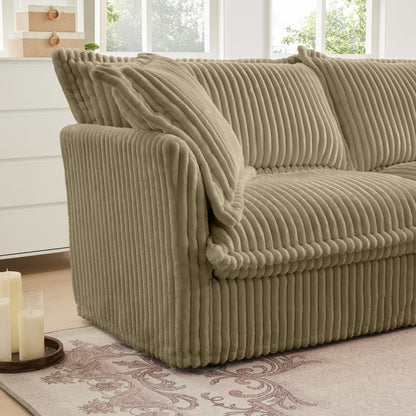 Modern Free Combination Corduroy Modular Armless 3-Seater Sofa Couch