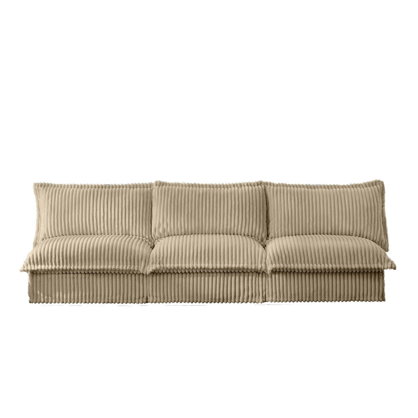 Modern Free Combination Corduroy Modular Armless 3-Seater Sofa Couch