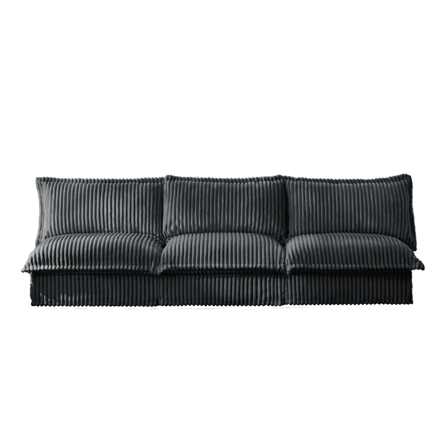 Modern Free Combination Corduroy Modular Armless 3-Seater Sofa Couch