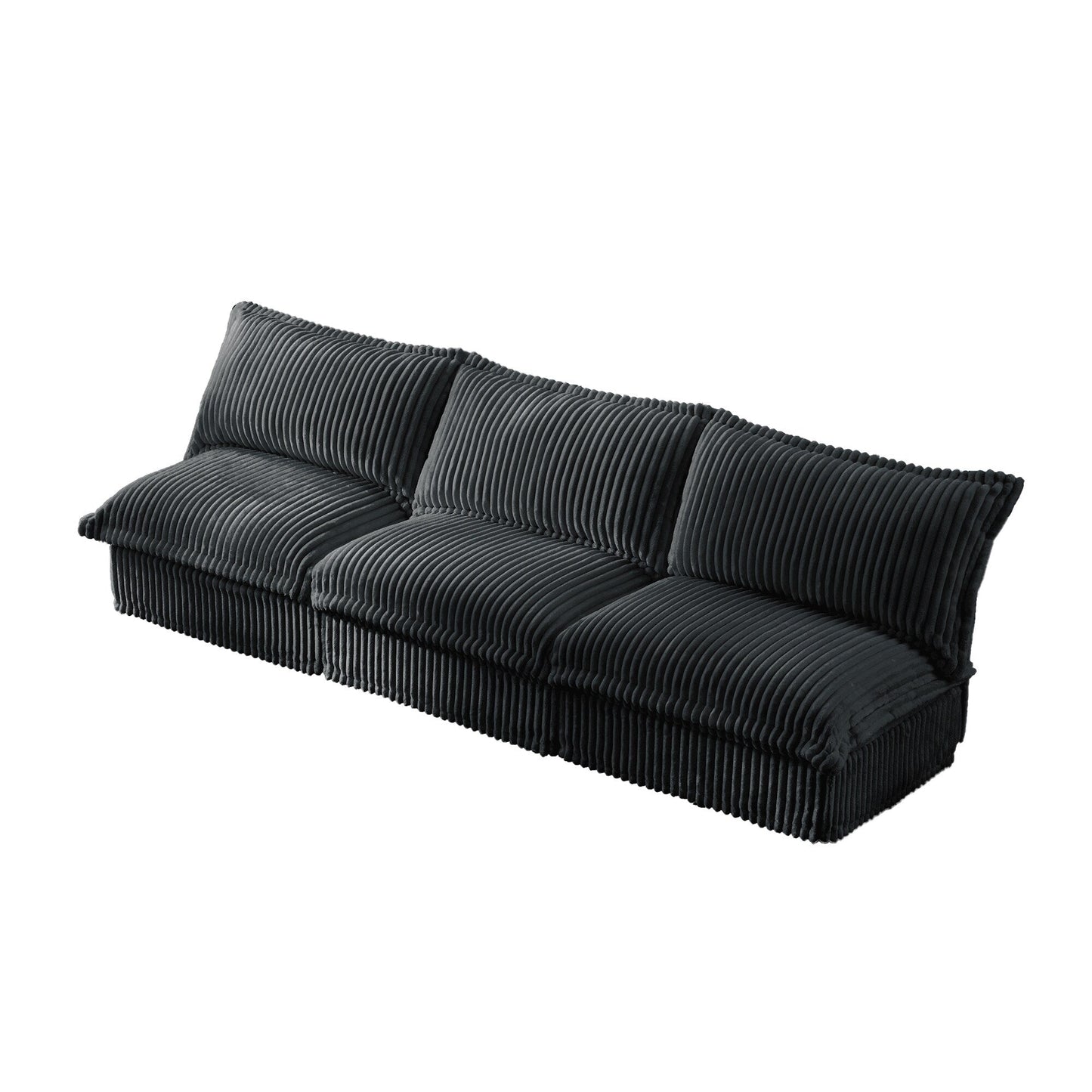 Modern Free Combination Corduroy Modular Armless 3-Seater Sofa Couch