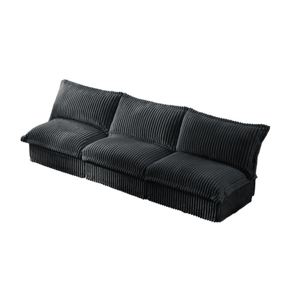Modern Free Combination Corduroy Modular Armless 3-Seater Sofa Couch