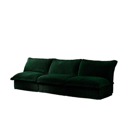 Modern Free Combination Corduroy Modular Armless 3-Seater Sofa Couch