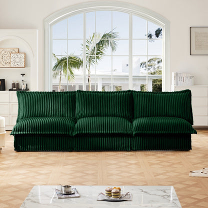 Modern Free Combination Corduroy Modular Armless 3-Seater Sofa Couch