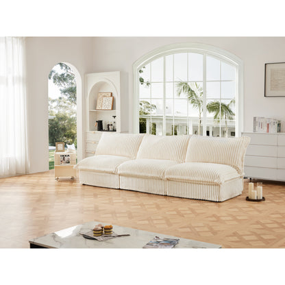 Modern Free Combination Corduroy Modular Armless 3-Seater Sofa Couch