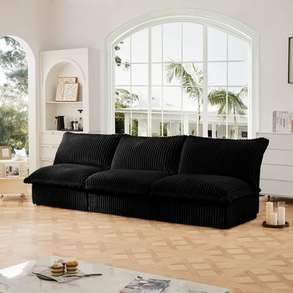 Modern Free Combination Corduroy Modular Armless 3-Seater Sofa Couch