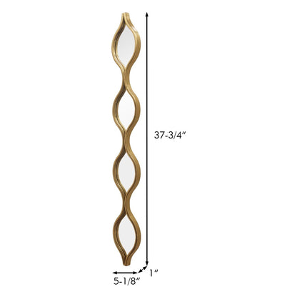 Modern Gold Metal Teardrop Mirror Boho Wall Decor, 37.875 H x 5.125 W
