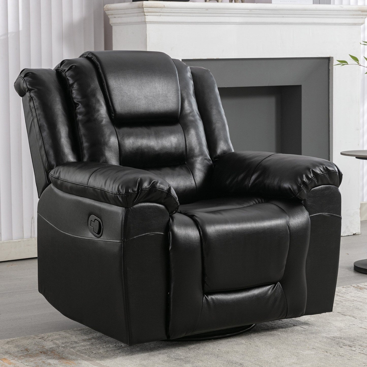 Modern Home Theater Swivel Manual Recliner, Single Sofa Rocking Chair with Wide Armrest and Waterproof Cushions