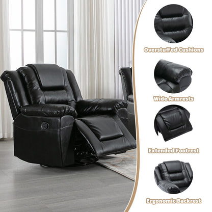Modern Home Theater Swivel Manual Recliner, Single Sofa Rocking Chair with Wide Armrest and Waterproof Cushions
