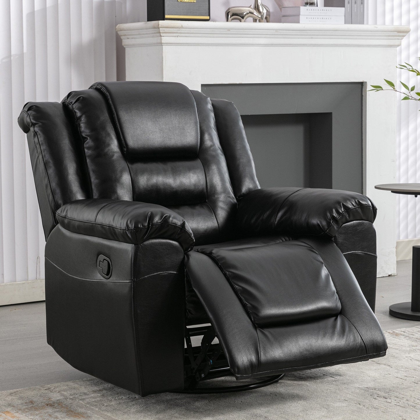 Modern Home Theater Swivel Manual Recliner, Single Sofa Rocking Chair with Wide Armrest and Waterproof Cushions