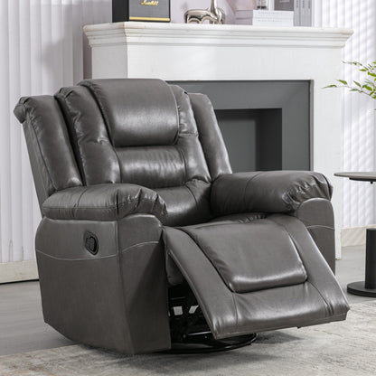 Modern Home Theater Swivel Manual Recliner, Single Sofa Rocking Chair with Wide Armrest and Waterproof Cushions