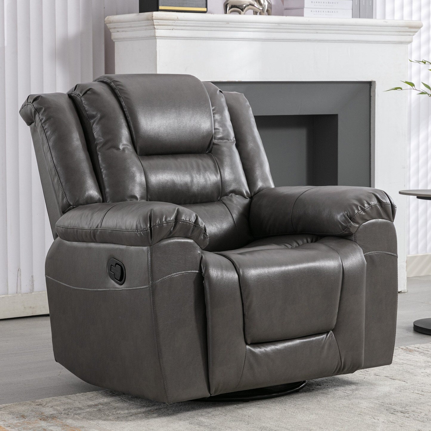 Modern Home Theater Swivel Manual Recliner, Single Sofa Rocking Chair with Wide Armrest and Waterproof Cushions